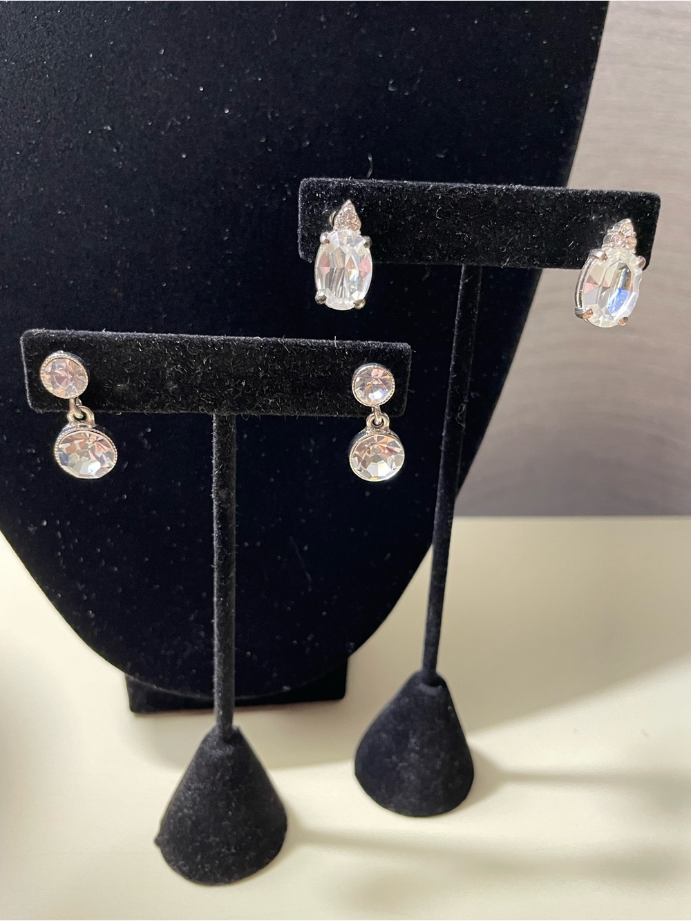 Crystal Drop Earrings - Clear Crystal Dangle and Stud Set